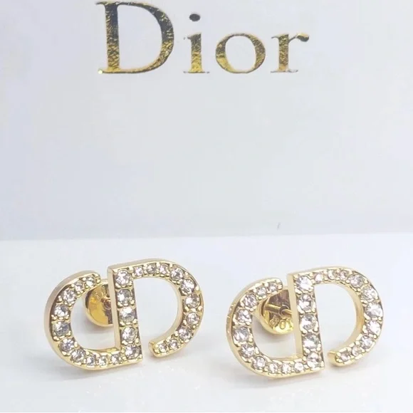 Dior CD Gold and Silver Crystal Earrings - Picture 1 of 2